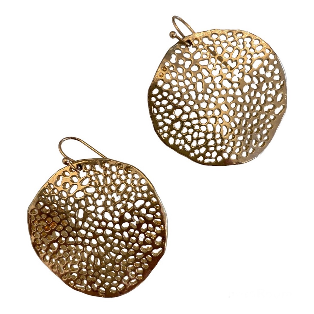 Lucky Brand | Gold-Tone Round Wavy Open Weave Drop Earrings